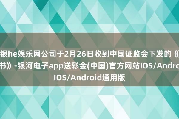 银he娱乐网公司于2月26日收到中国证监会下发的《立案奉告书》-银河电子app送彩金(中国)官方网站IOS/Android通用版